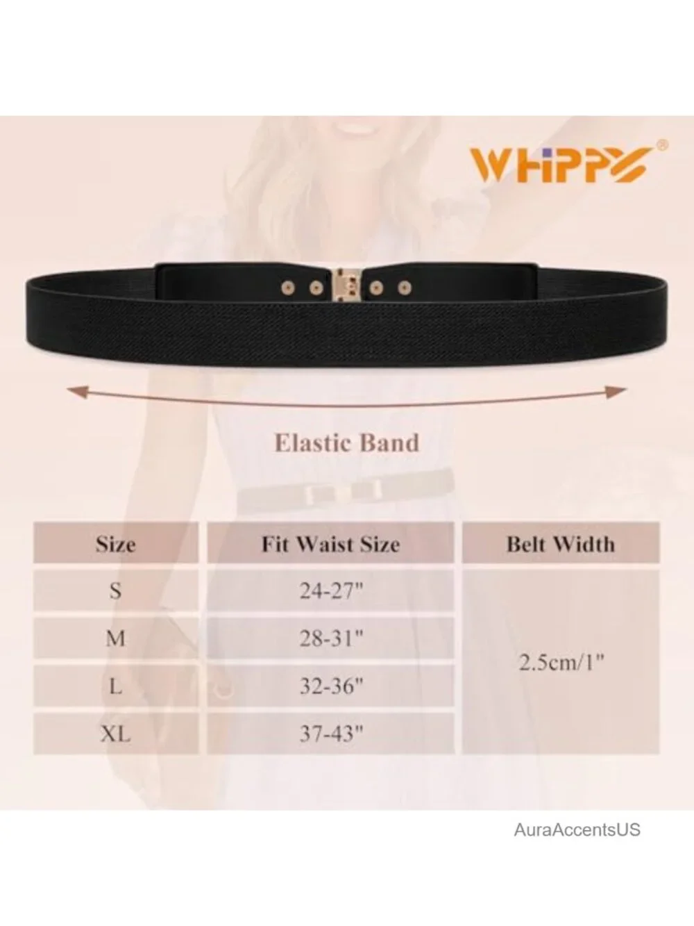 2 Pack Skinny Elastic Stretch Belt with Gold Buckle for Dresses